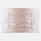 Blush Roos Gold Glitter Monogram Pas getrouwd Wedd Theedoek (Horizontaal)