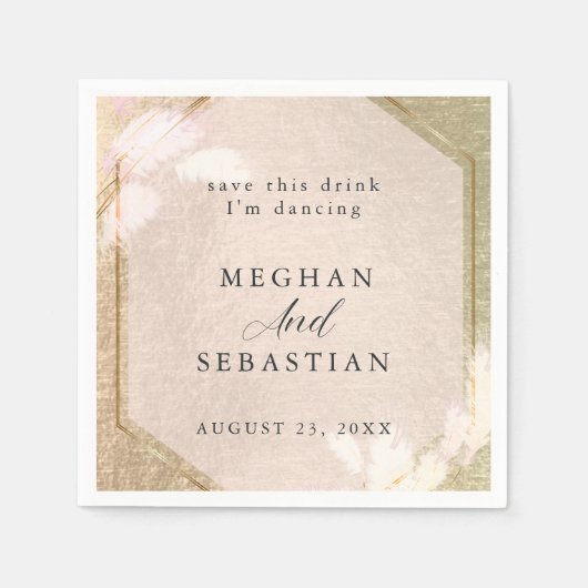 Blush Roos Gold Pampas Grass Servet (Voorkant)