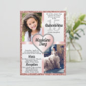 Blush Roos Gold Quinceañera Uitnodiging Cumpleaños (Staand voorkant)