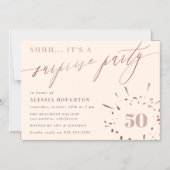 Blush & Roos Gold Script Surprise Party Magnetische Uitnodiging (Voorkant)