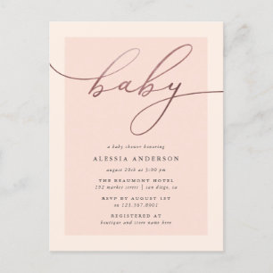 Blush & Roos Gold Typography Girl Baby shower Uitnodiging Briefkaart