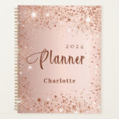 Blush roos goud glitter stof monogram 2023 planner (Voorkant)