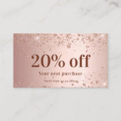 Blush roos goud glitter stof qr code business kortingskaartje (Voorkant)