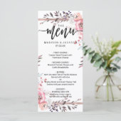Blush & Roos Goud ingelijst Bloemen Bruiloft Menu (Staand voorkant)