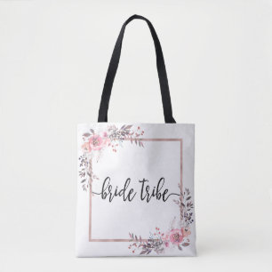Blush & Roos Goud Ingelijste Bruiloft Bruid Tribe Tote Bag