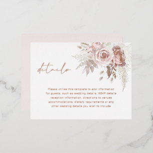 Blush & Roos Gouden Bruiloft Details Behuizing Kaa Folie Uitnodiging Briefkaart