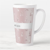 Blush Roos Gouden Glitter Kerstbomen Latte Mok (Rechts)