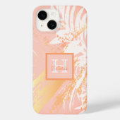 Blush roos goudpalm bladeren monogram Case-Mate iPhone case (Achterkant)