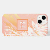 Blush roos goudpalm bladeren monogram Case-Mate iPhone case (Achterkant (horizontaal))