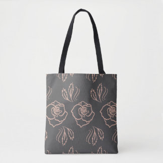 Blush Roos Line Art / Elegante Bloemen Draagtas