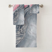 Blush roos marmer - pastelpinks, grijs en zilver bad handdoek (Insitu)