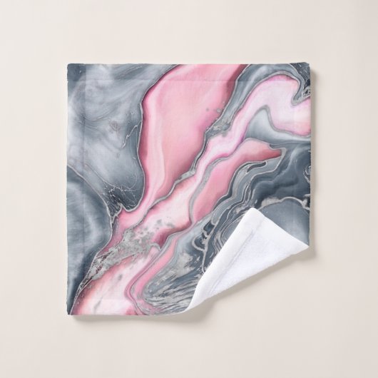 Blush roos marmer - pastelpinks, grijs en zilver bad handdoek (Wasdoekje)