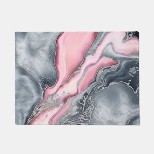 Blush roos marmer - pastelpinks, grijs en zilver deurmat (Voorkant)