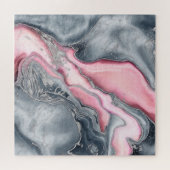Blush roos marmer - pastelpinks, grijs en zilver legpuzzel (Horizontaal)