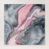 Blush roos marmer - pastelpinks, grijs en zilver legpuzzel (Verticaal)
