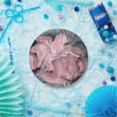 Blush roos marmer - pastelpinks, grijs en zilver papieren bordje (Feest)
