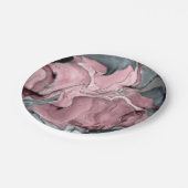 Blush roos marmer - pastelpinks, grijs en zilver papieren bordje (Gekanteld)