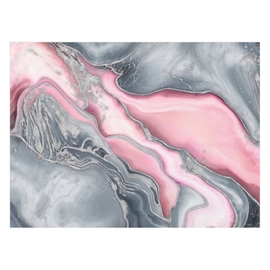 Blush roos marmer - pastelpinks, grijs en zilver tafelkleed (Voorkant (Horizontaal))