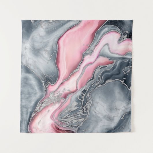 Blush roos marmer - pastelpinks, grijs en zilver wandkleed (Voorkant)