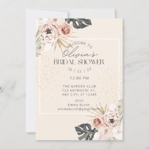 Blush Roos & Orchidee Bruids Douche Uitnodiging