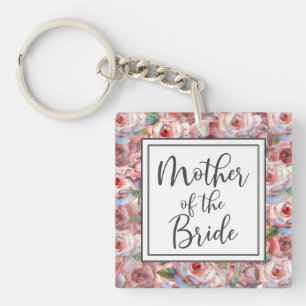 Blush Roos Patroon Moeder van de Bruid Plein Sleutelhanger