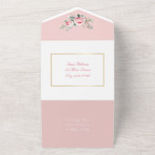 Blush roos, roze all in one uitnodiging (Buitenkant)
