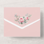 Blush roos, roze all in one uitnodiging (Achterkant)
