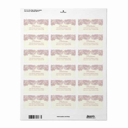 Blush Roos roze bloemenkant  ontwerp Etiket (Full Sheet)