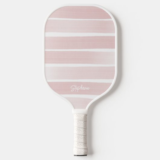 Blush Roos roze geschilderde strepen aangepaste te Pickleball Paddle (Voorkant)