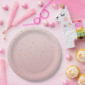 Blush Roos Roze Gouden Confetti Sparkle Papieren Bordje (Feest)