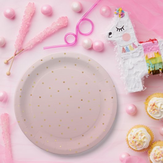 Blush Roos Roze Gouden Confetti Sparkle Papieren Bordje (Feest)