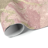 Blush Roos Roze marmer Shiny Spark Gold Cadeaupapier (Rol Hoek)