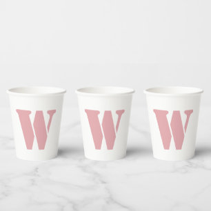 Blush Roos roze minimalistische familie Monogram L Papieren Bekers