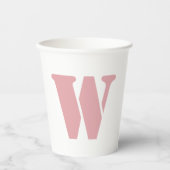Blush Roos roze minimalistische familie Monogram L Papieren Bekers (Voorkant)