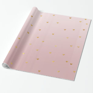 Blush Roos roze ombre Gold Hearts Cadeaupapier