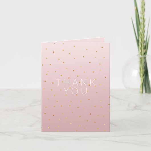 Blush Roos Roze Ombre Goud Confetti Sparkle Bedankkaart (Voorkant)