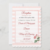 Blush Roos Roze Striped Floral Wedding Kaart (Achterkant)