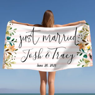 Blush Roos, speciaal gepersonaliseerd Alleen gehuw Strandlaken