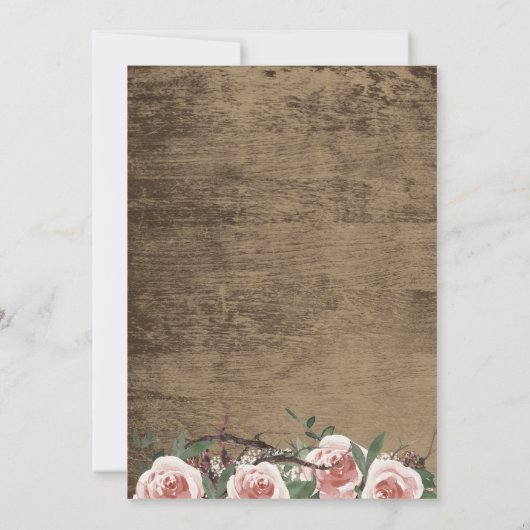 Blush Roos Tree Slice Boho Chic Wedding Kaart (Achterkant)
