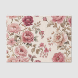 Blush Roos Tuin Patroon Tissuepapier