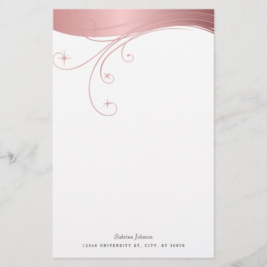 Blush Roos Upscale-ontwerp Briefpapier (Voorkant)