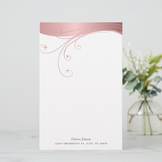Blush Roos Upscale-ontwerp Briefpapier (Staand voorkant)