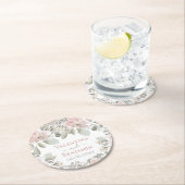 Blush roos waterverf boho chic name ronde kartonnen onderzetter (Insitu)