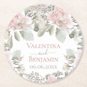Blush roos waterverf boho chic name ronde kartonnen onderzetter (Voorkant)