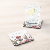 Blush Roos Waterverf Trouwen Plastic Onderzetter (Rechterzijde)