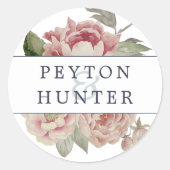 Blush Roos Wedding Ronde Sticker (Voorkant)