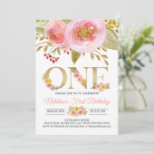 Blush rose 1er invitation Anniversaire or rustique (Debout devant)