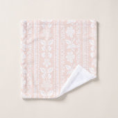 Blush rose & blanc Fleur en bande Damask (Gant de toilette)