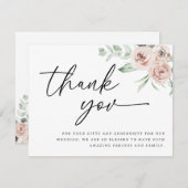 Blush rose carte de remerciements, mariage merci (Devant / Derrière)