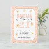Blush Rose Daisy Anniversaire Invitation N'importe (Debout devant)